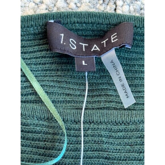 New 1. State Womens Textured Knit Puff Sleeve Blouse L - Picture 5 of 5